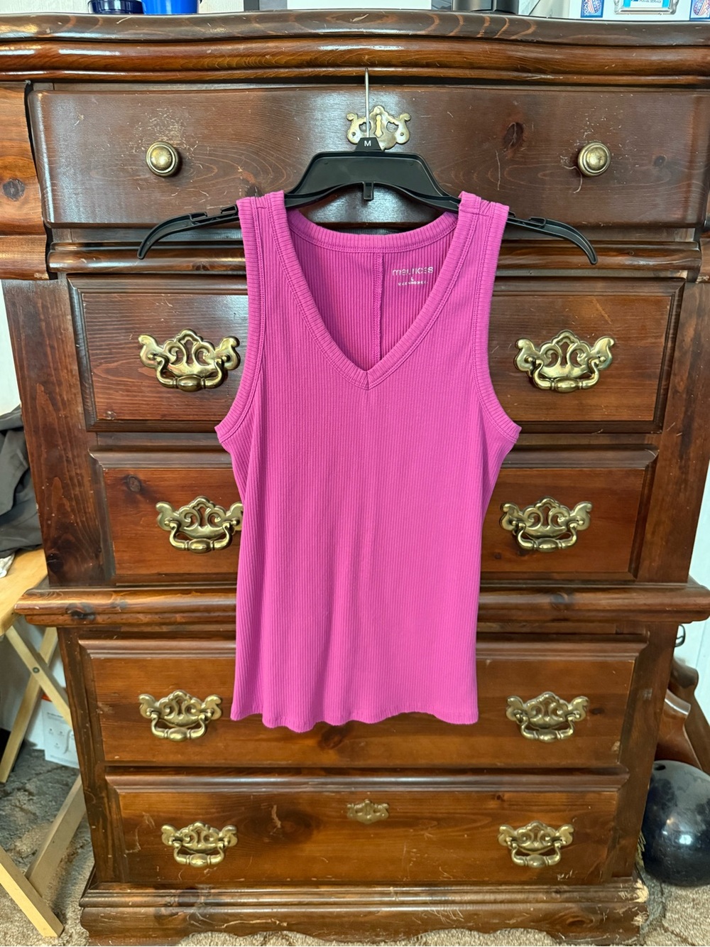 Maurices Ribbed V-Neck Tank - Magenta Pink